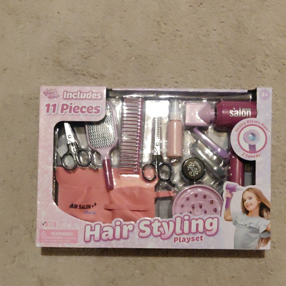 Pink and White Learning Toys Hair Styling Set with Creative Tools